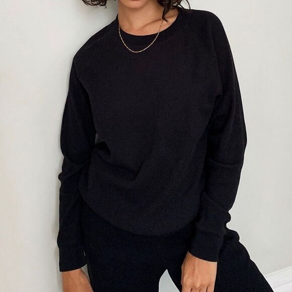 TNA Tops - Aritzia tna waffle crewneck pullover black